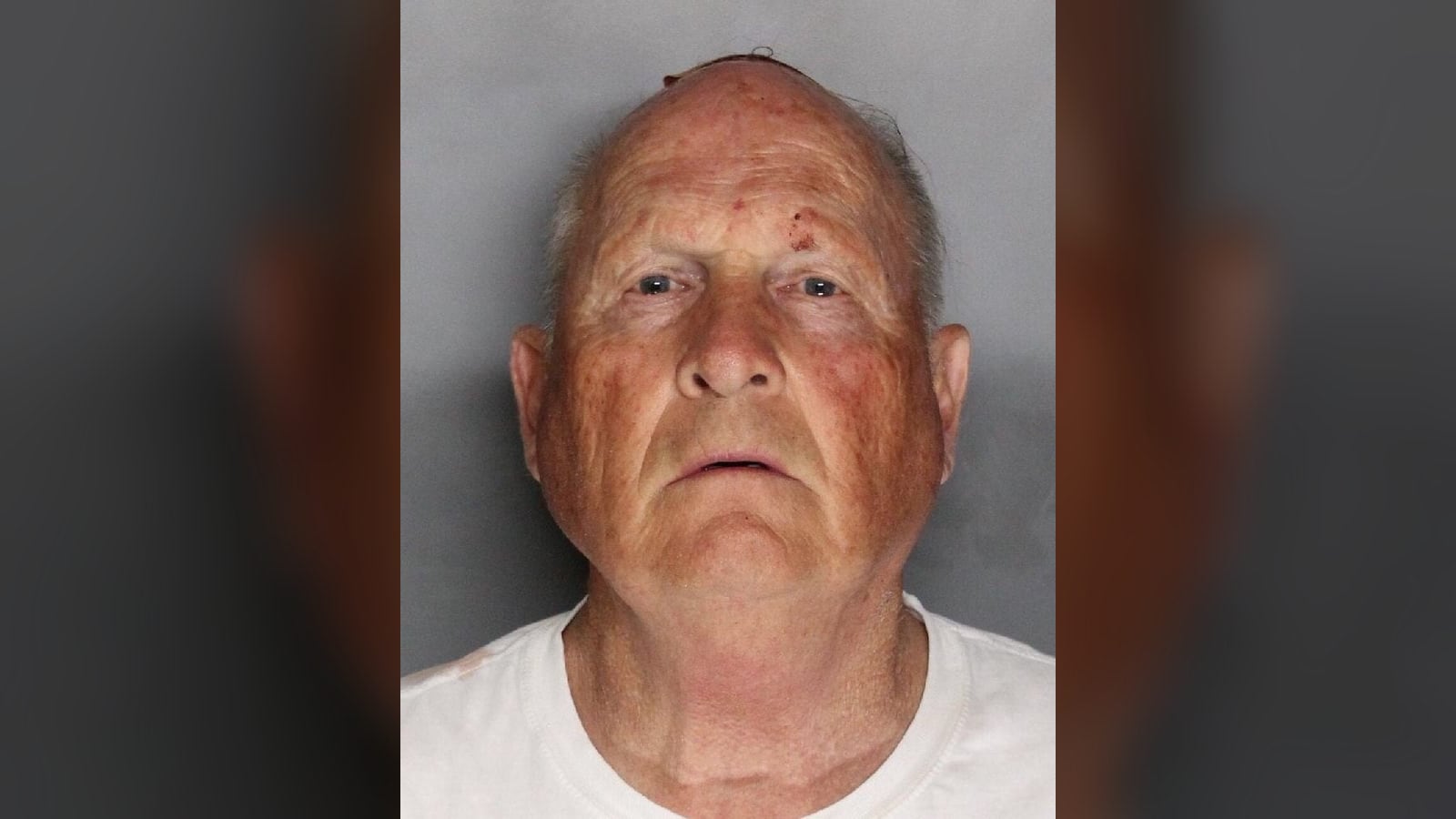 Joseph James DeAngelo in a 2018 Sacramento Sheriff mugshot, the Golden State Killer identified through genetic genealogy.