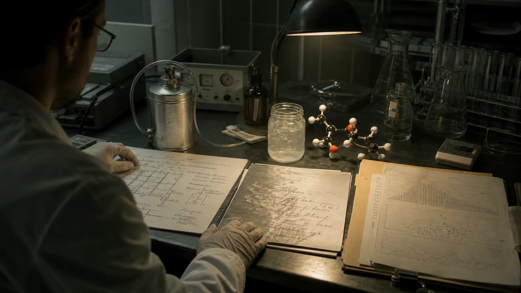 Forensic scientist comparing separate chemical, ventilation, and epidemiological theories