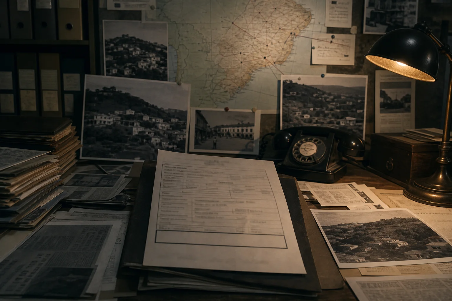 International case clippings surrounding a cause-of-death form with no conclusion