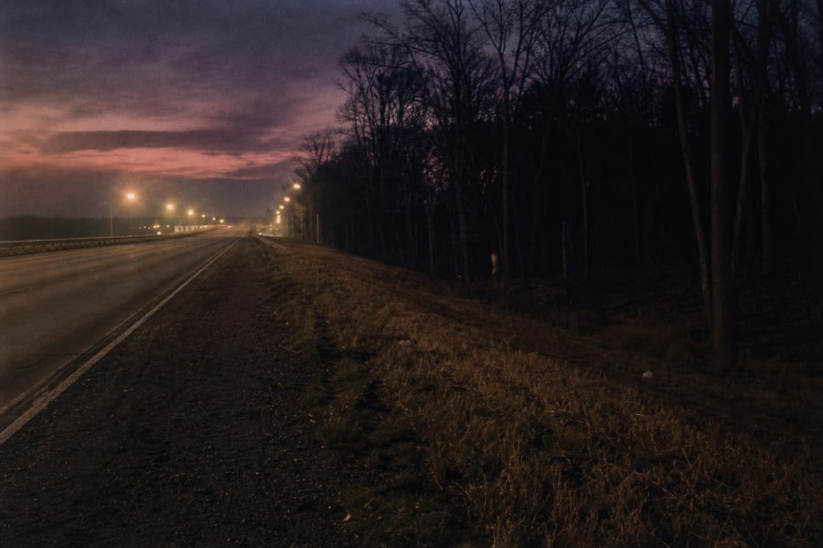 A lonely 1970s highway embankment near Washington, D.C., representing the Freeway Phantom murders.